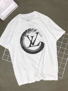 Men's White T-shirt - Blue & Orange Spray Paint Style Logo Graphic Tee